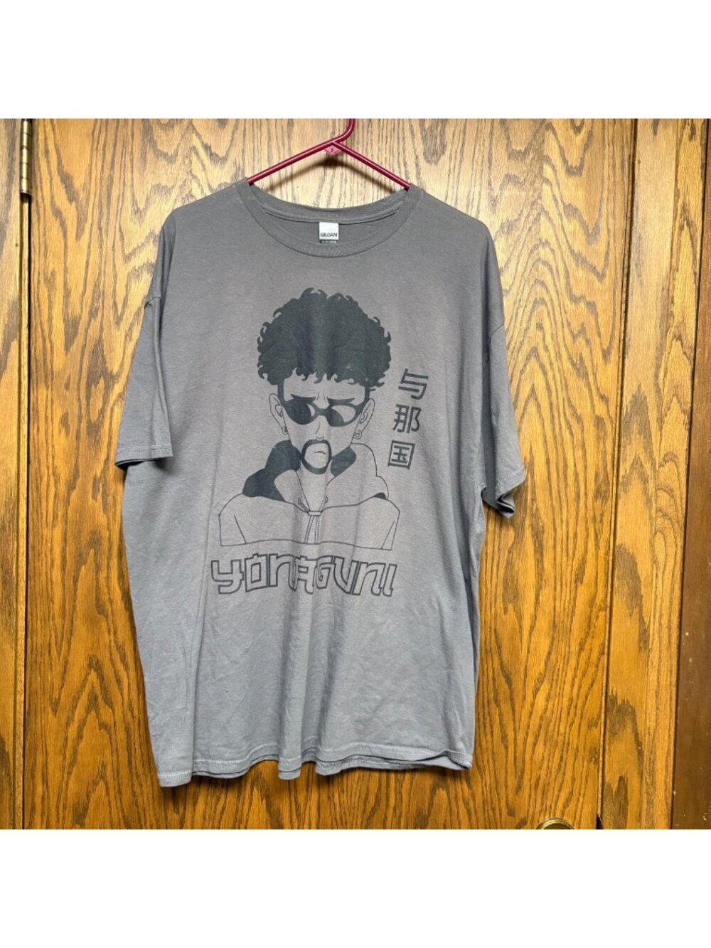 Yonaguni T Shirt Gray Size 2XL Anime Style Character Bad Bunny Tee